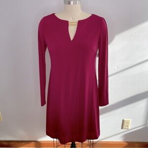 Vince Camuto Cutout V Neck Gold Bar Accent Front Full Zipper Back Dress- Size 4